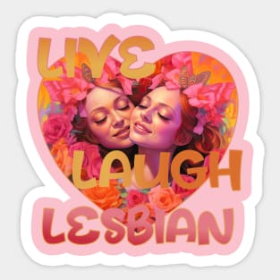 Live Love Lesbian Pink and Orange Heart Design Sticker